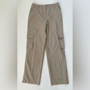 NA-KD Women's Tan Linen Blend Straight Leg Cargo Pants Size US 4